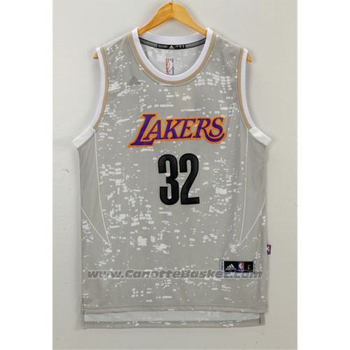 Maglia Luci Della Citta Los Angeles Lakers Magic Johnson #32 Grigio